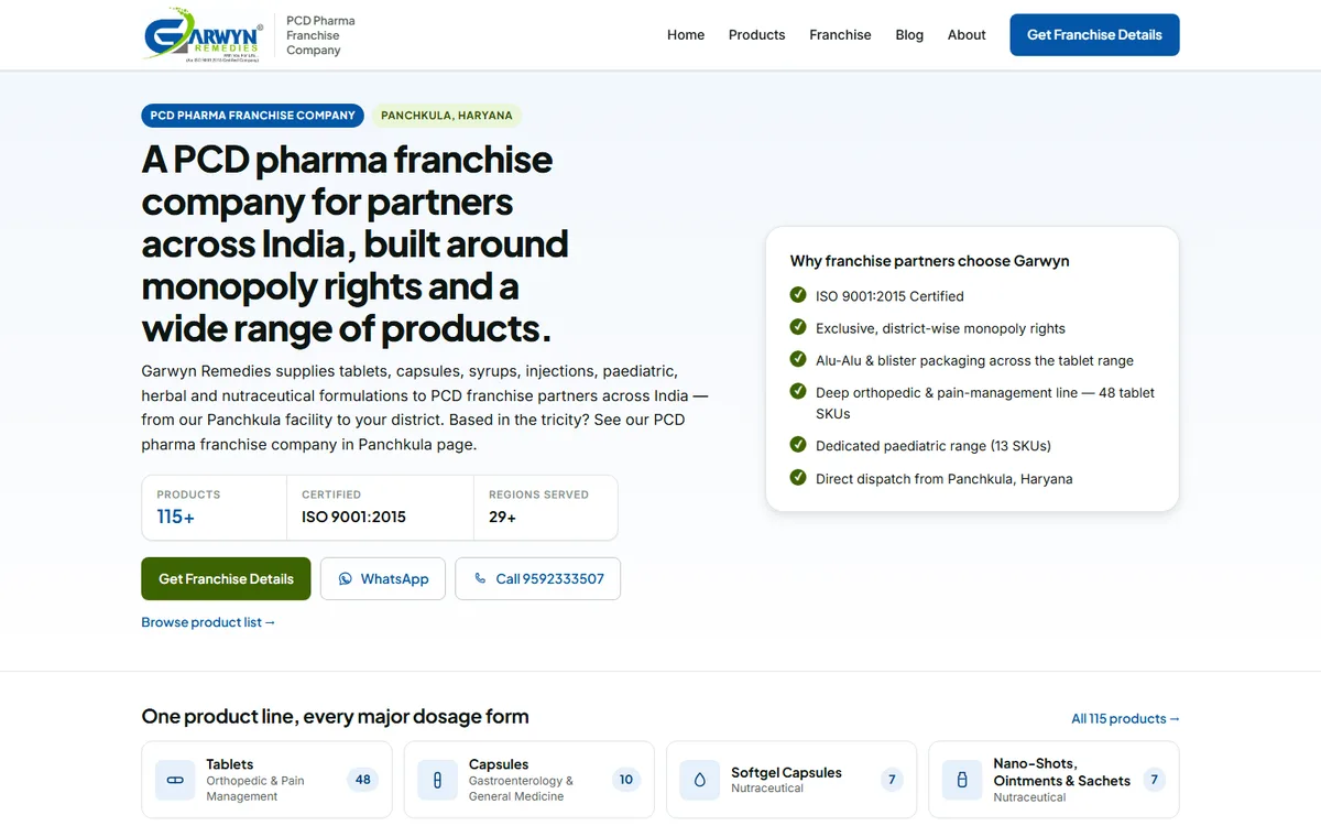 Garwyn Remedies website, designed by Garwyn Technologies
